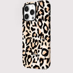 Cream Leopard Print Phone Case for iPhone 16, 15 & 14 Series - Magnetic Double-Layer PC and TPU Cover