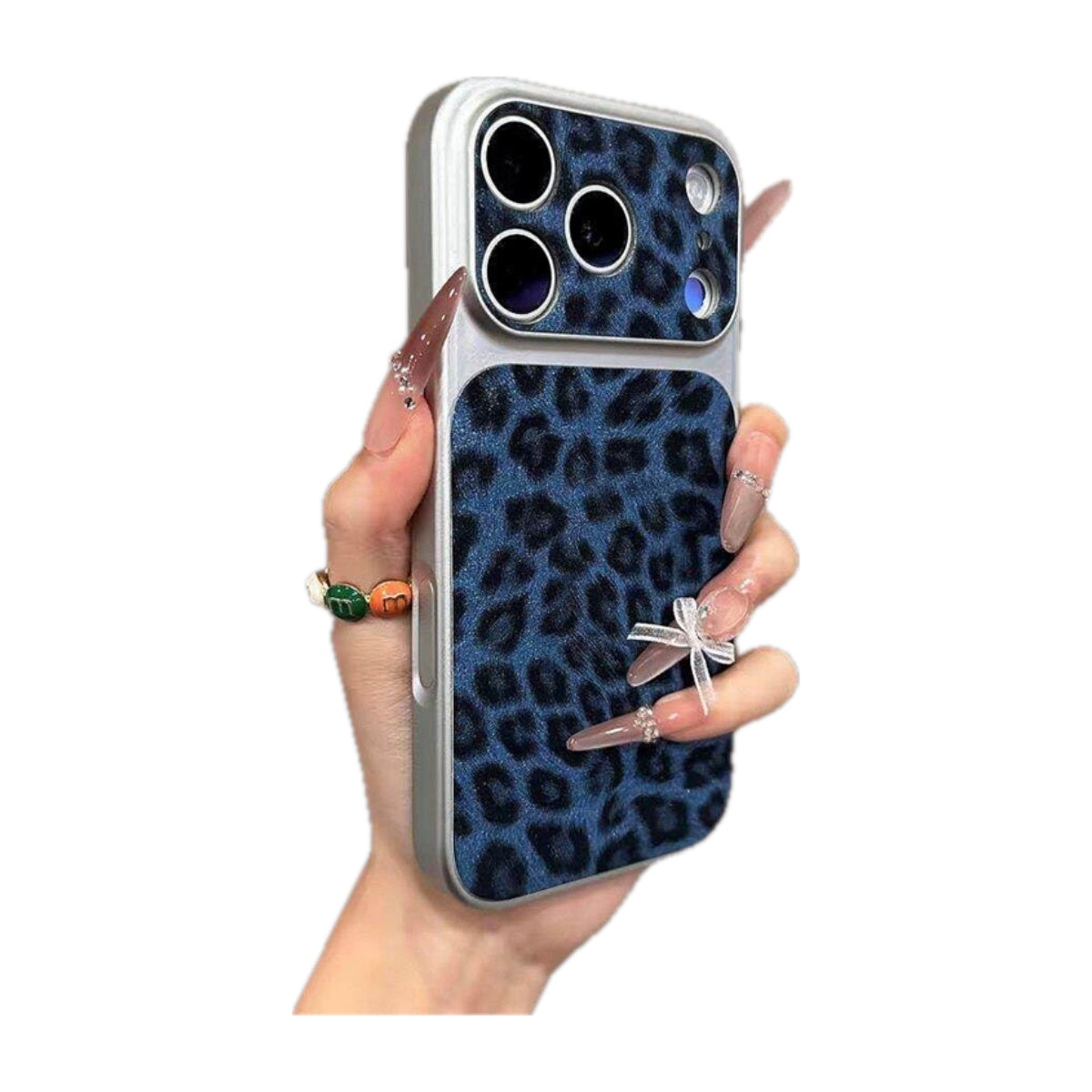 Leopard Print Artificial Leather Bumper Case for iPhone 18 Pro, 17, 16, 15 & 14 Series with Contrast Camera Frame