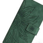 Sunflower Embossed Flip Wallet Case for iPhone 17, 16, 15 & 14 Series, PU Leather Folio Cover with Card Slots and Stand